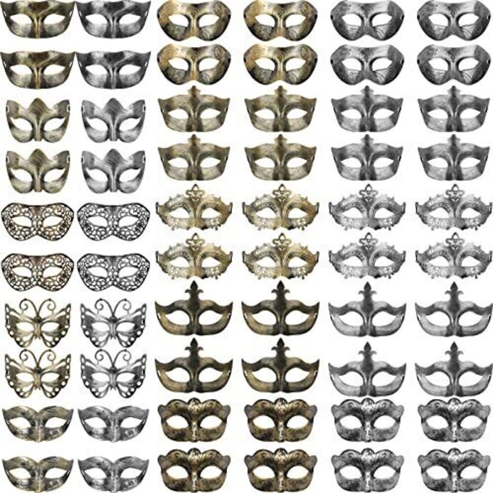 7149 60 Pcs Masquerade Mask Bulk Vintage Antique Venetian Mask Carnival